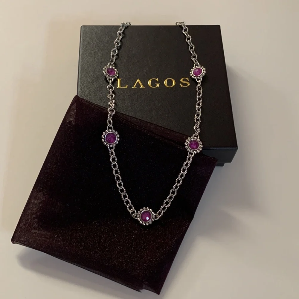 LAGOS 🎉HP🎉 Sterling Silver Maya Charoite Station Necklace
